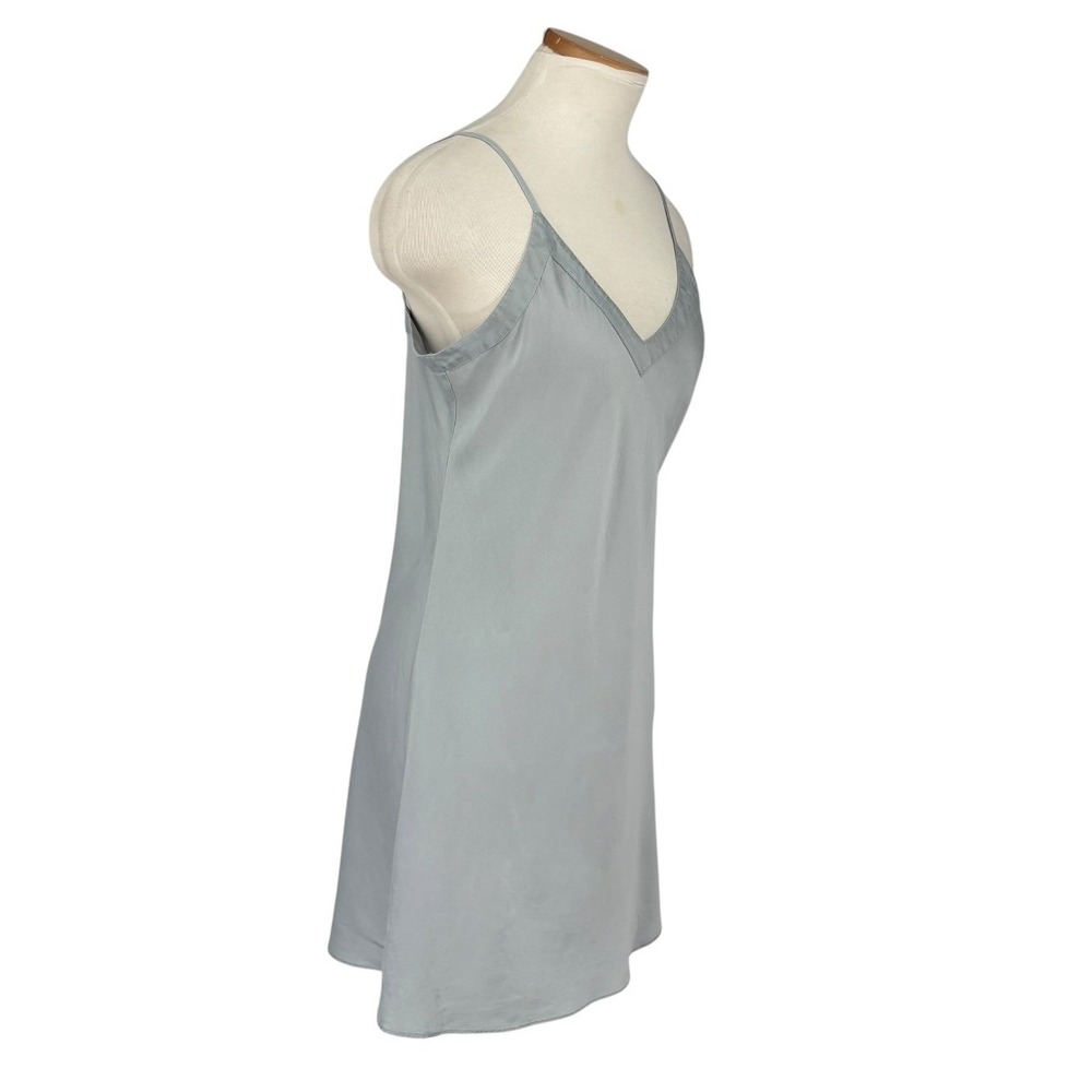 Ginia Silk Chemise Womens AU14 Blue V-Neck Spaghetti Strap Mini Slip - Picture 2 of 10